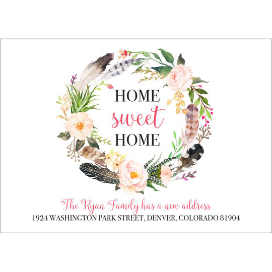 Home Sweet Home Fall Feather Wreath Moving Announcements